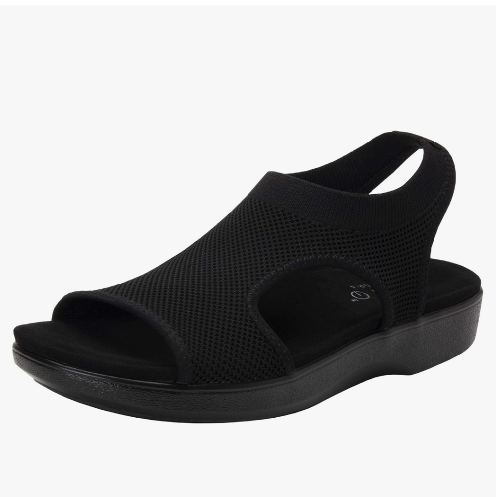 Alegria Traq‎ Qeen Black Mesh Open-Toe Sandals, Euro 39, US 9, Supportive